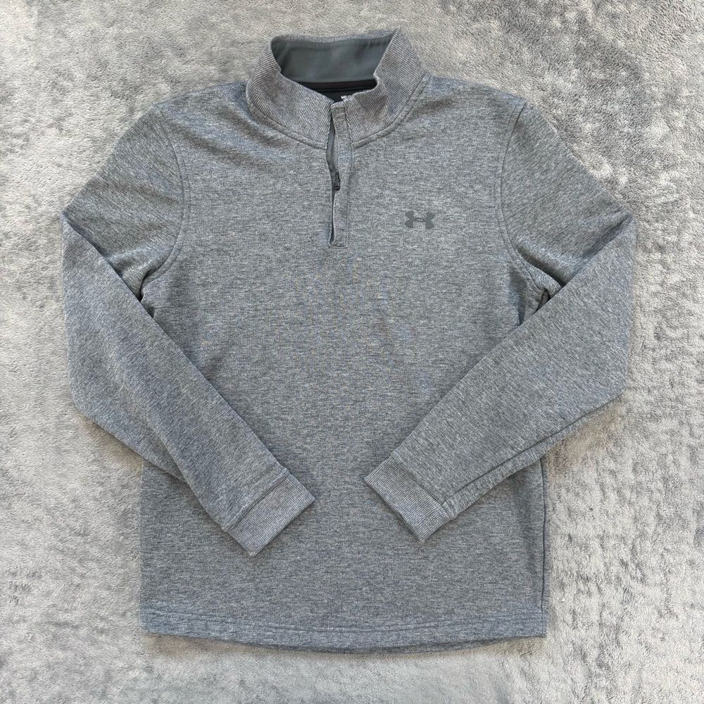 Under Armour Men’s Cold Gear Sweater Fleece Quarter Zip Heather Grey
